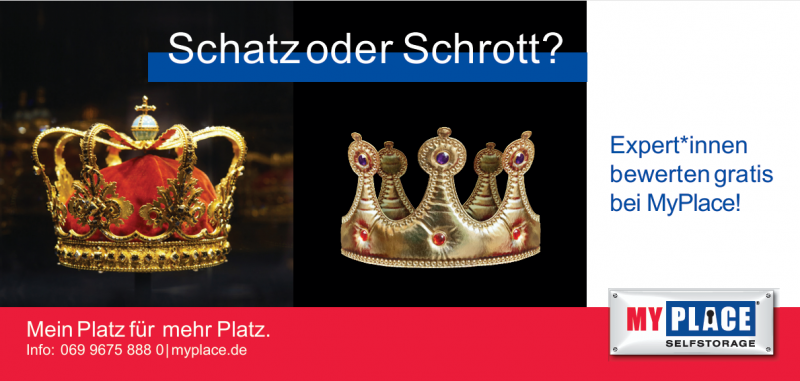 Das Bild zeigt zwei Kronen, eine davon scheint teuer zu sein und die andere ist eher einfach gehalten. Die Bildüberschrift lautet "Schatz oder Schrott?".