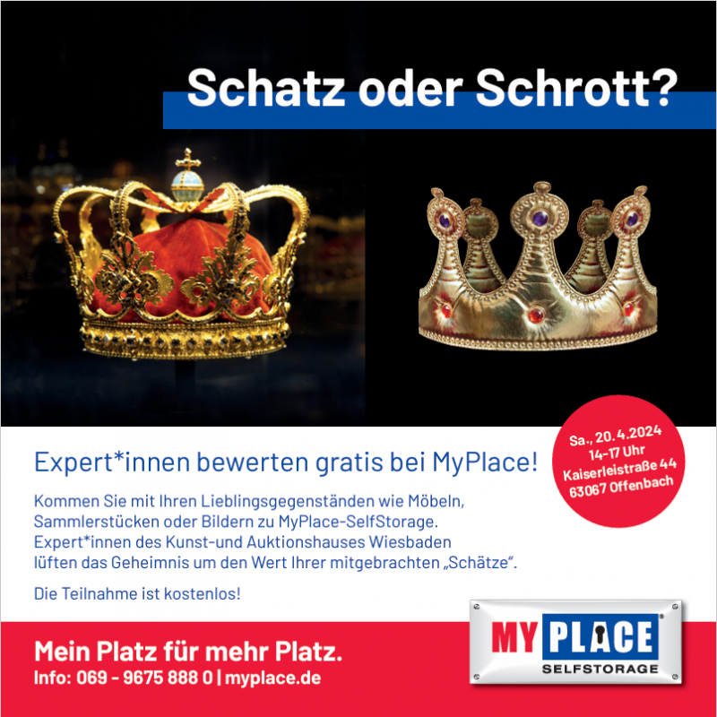 Poster des Events "Experten bewerten" von MyPlace-SelfStorage in Offenbach